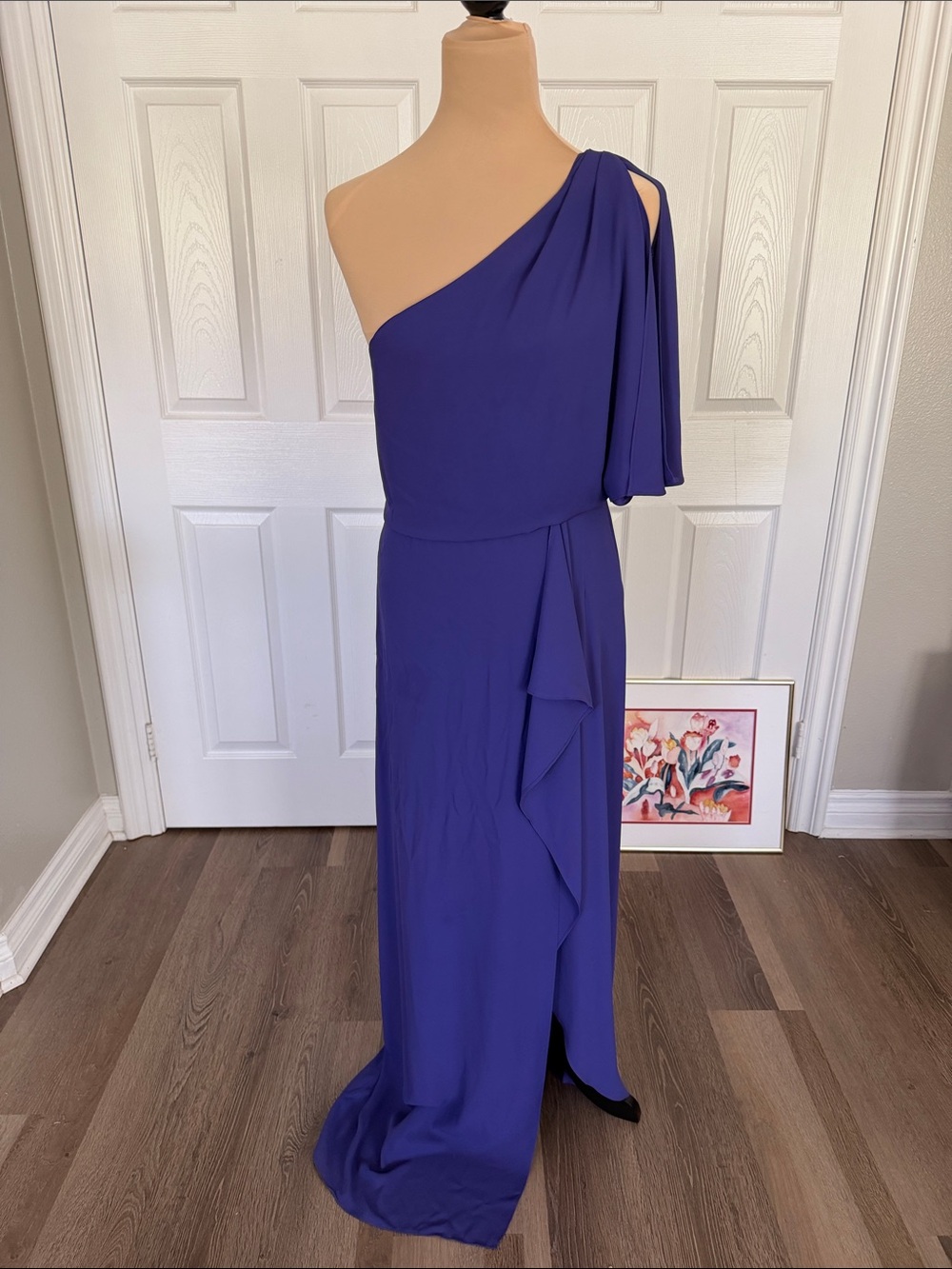 BCBGMaxAzria One-Shoulder Royal Purple Gown